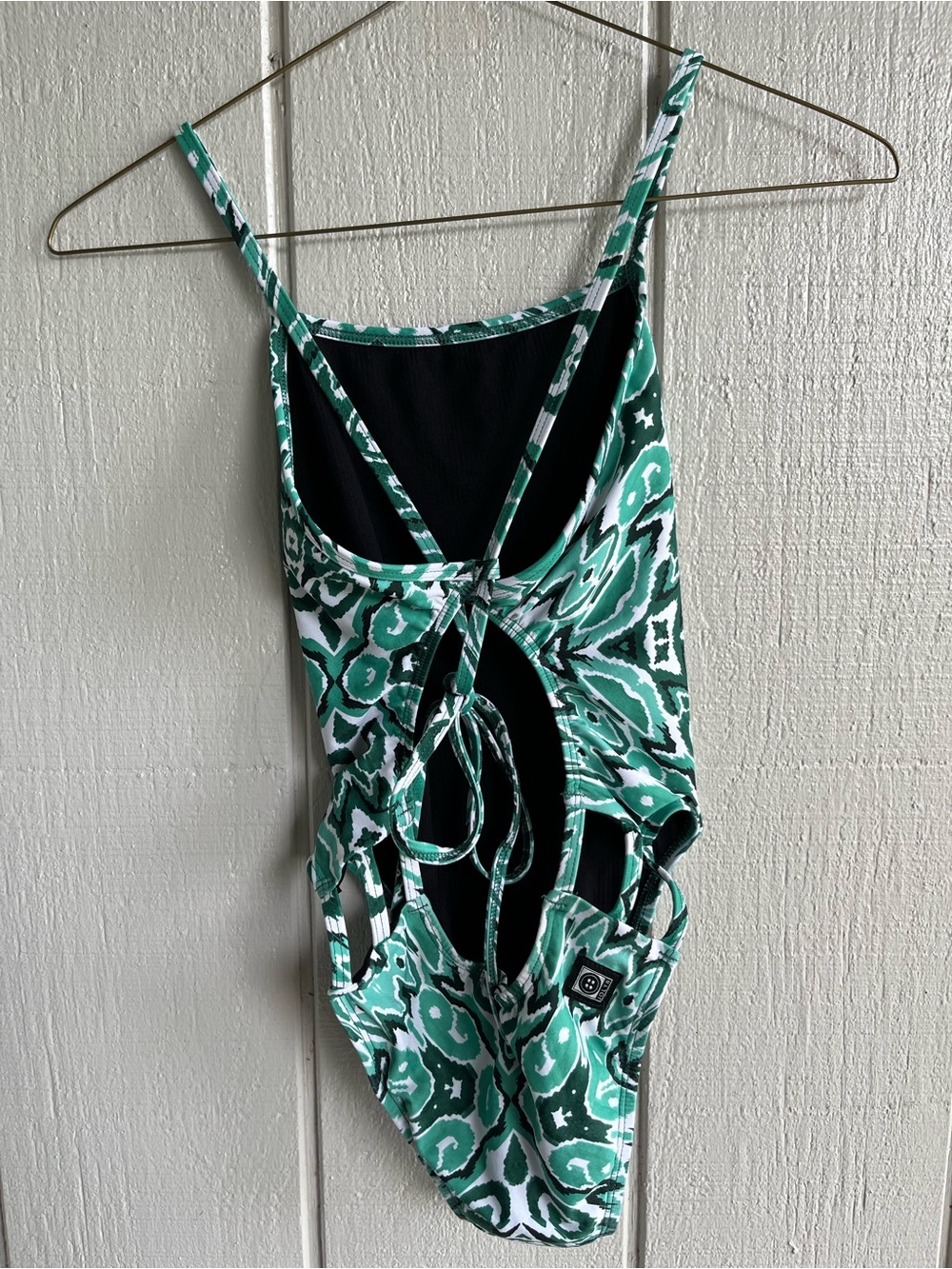 Jolyn Nico 2 One Piece Tie Back Swimsuit in Joy Green Print Size 30 - Picture 4 of 7